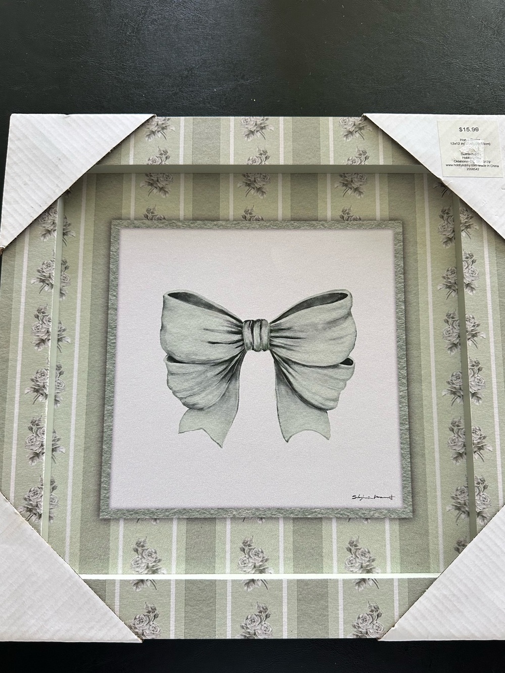 Green Decorative Bow Wall Art Print - Home Art NWT